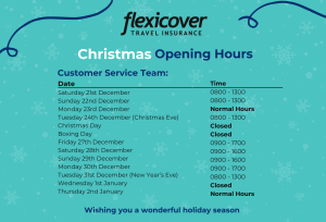 Flexicover travel insurance Christmas opening hours